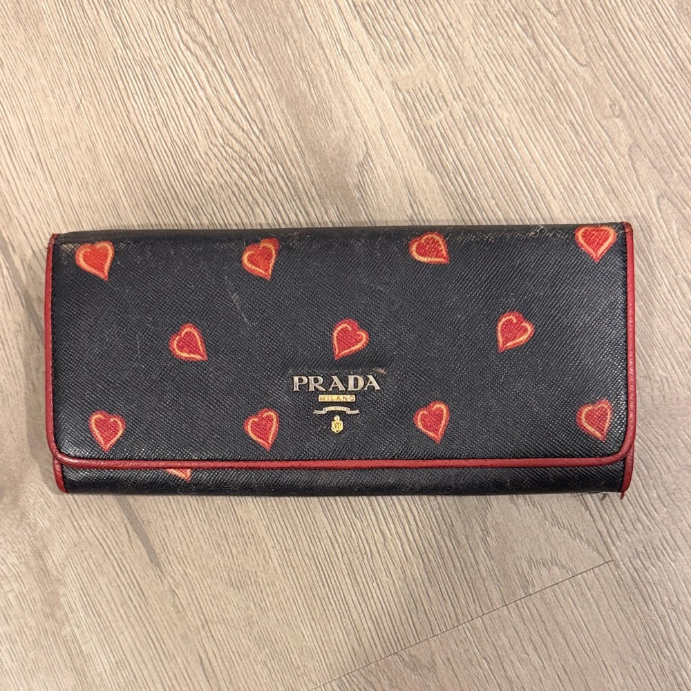 Prada Saffiano Heart Long Wallet- Limited Edition